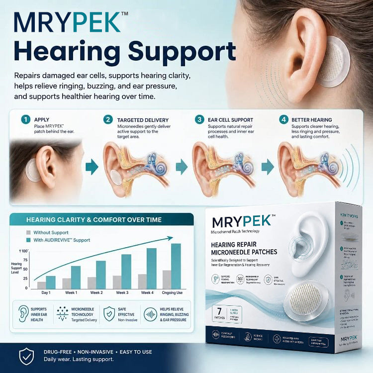 MRYPEK HEARING REPAIR MICRONEEDLE PATCHES ✅ Targets Hearing Loss, Tinnitus, Ear Infections, Balance Disorders, and Age-Related Ear Degeneration.