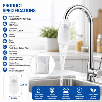 🌟Faucet Filter Cotton Bags —Effectively filters tap water and spring water, removing rust and various impurities.