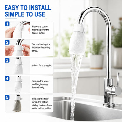 🌟Faucet Filter Cotton Bags —Effectively filters tap water and spring water, removing rust and various impurities.
